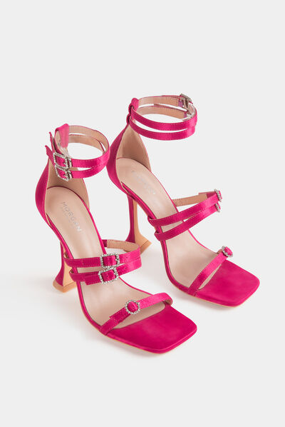 Sandals with heels and jewelled details pink ladies'