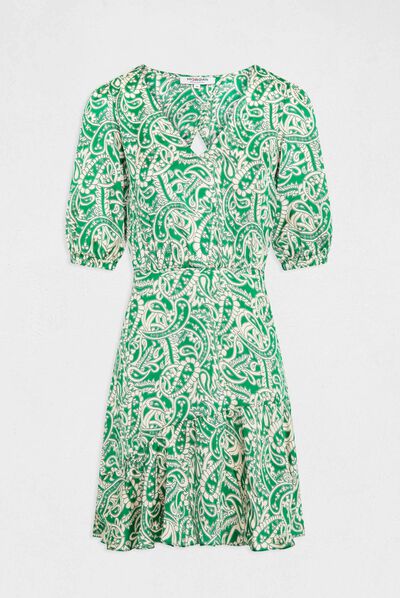 Printed waisted satin dress open back multico ladies'