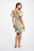 Short dress with puff sleeves multicolor women