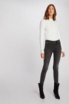 Long-sleeve fuzzy knit sweater ivory women