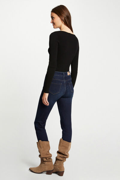 Long-sleeved jumper with buckles black ladies'