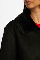 Long suede coat black women