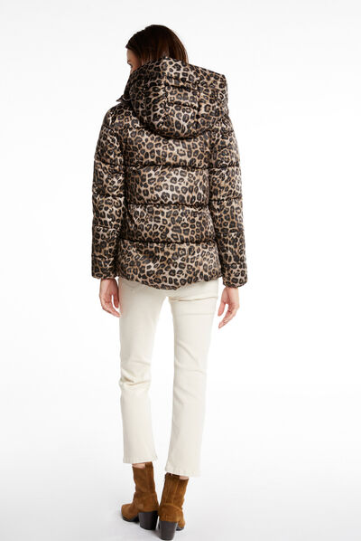 Padded jacket leopard print with hood multico ladies'
