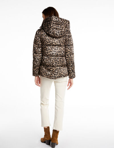 Padded jacket leopard print with hood multico ladies'