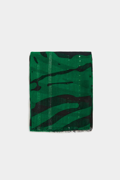 Scarf with zebra print green ladies'