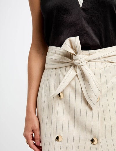 Striped midi skirt beige women