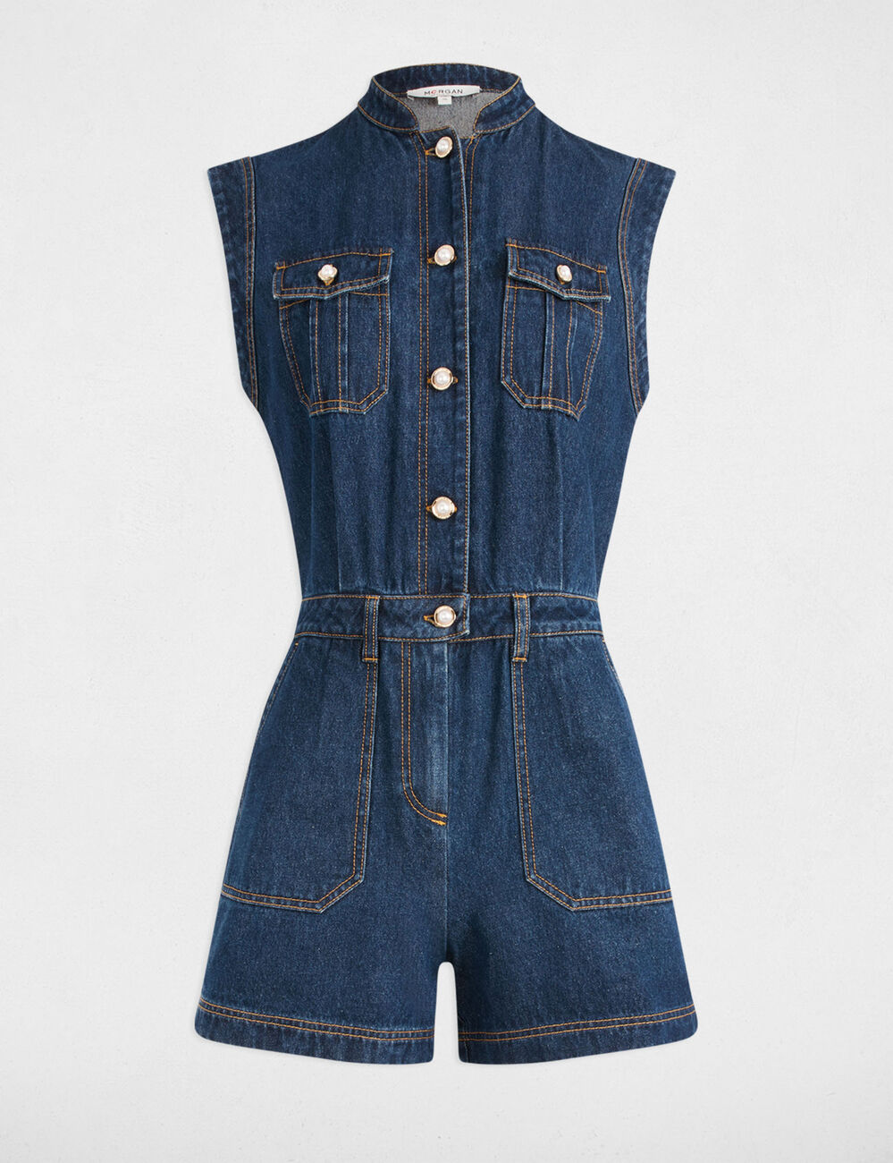 Denim playsuit raw denim women