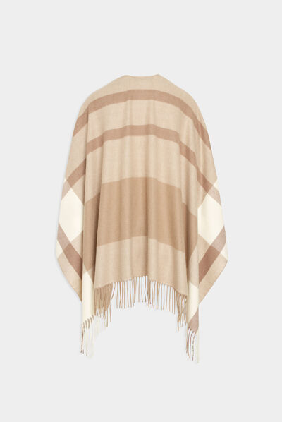Poncho with stripes beige ladies'