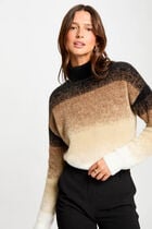 Jumper high collar camel women
