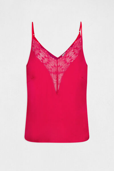 Blouse with thin straps and lace raspberry ladies'