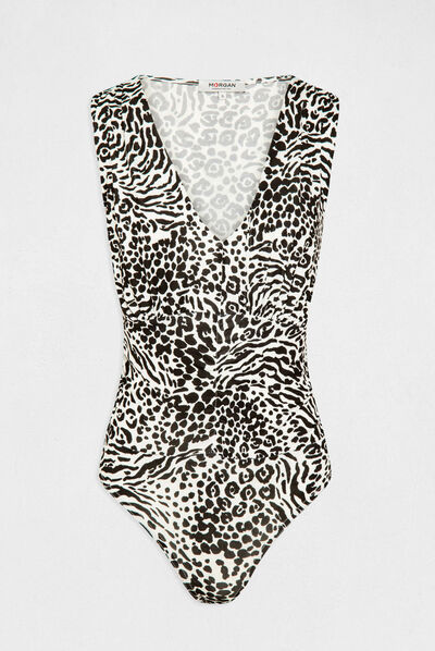 Body with V-neck and animal print multico ladies'
