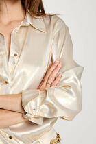 Long-sleeved satin shirt gold yellow women
