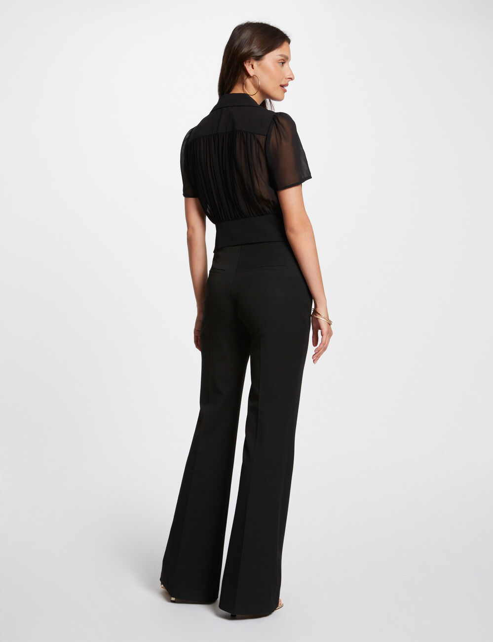 Top short sleeves and pleats black women
