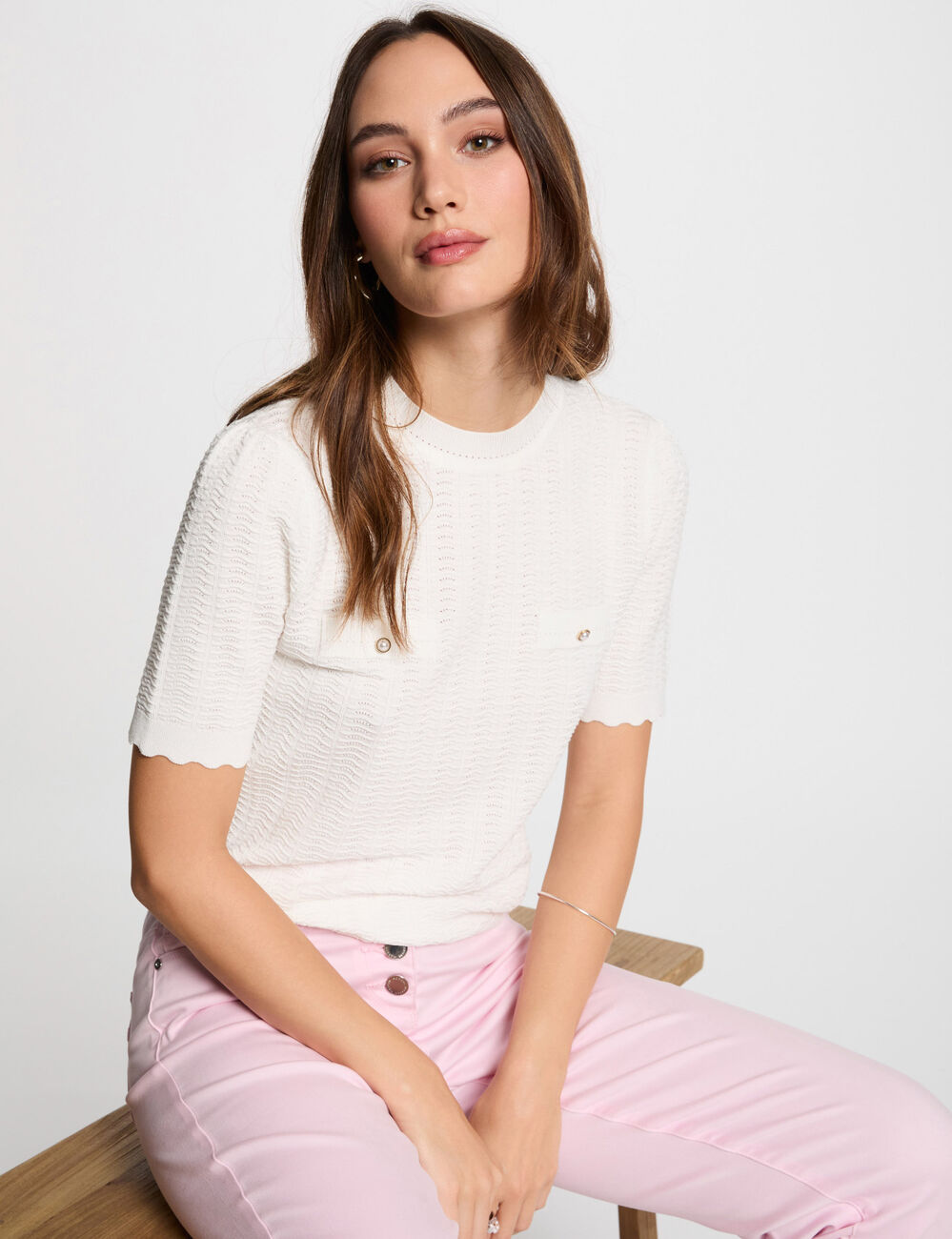 Short-sleeved jumper white women