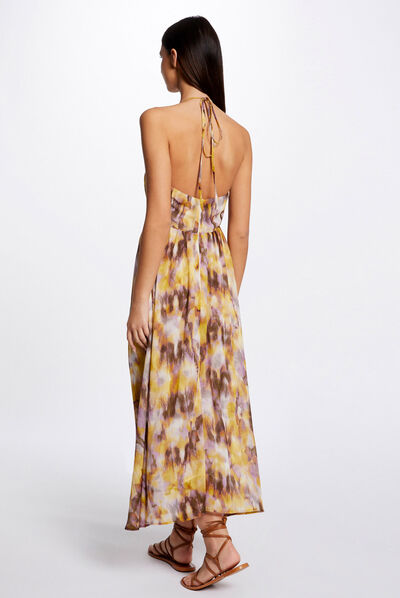 Maxi A-line dress with abstract print multico ladies'