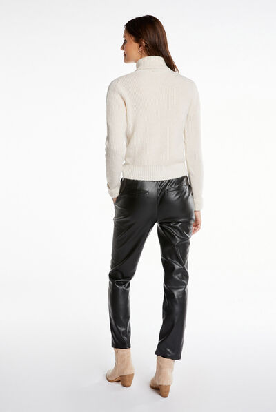 Long-sleeved jumper with turtleneck ivory ladies'