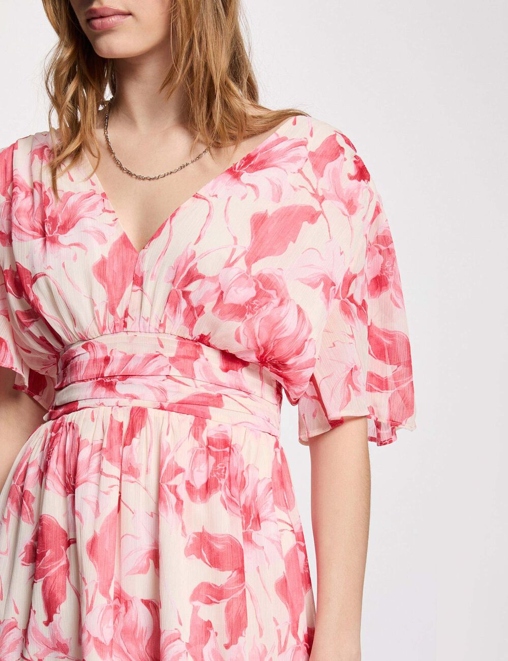 Wrap dress with flutter sleeves multicolor women