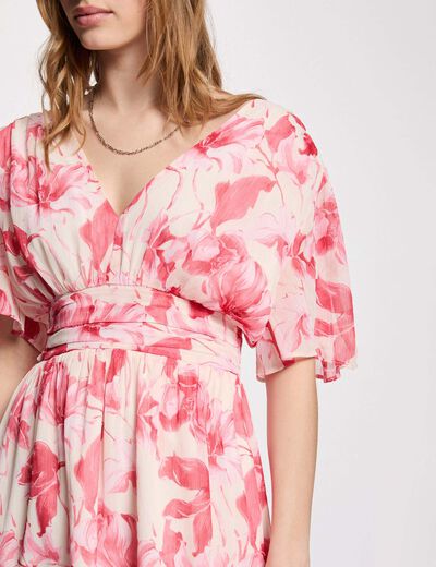 Wrap dress with flutter sleeves multicolor women