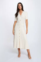 Knitted dress with folded collar ivory women