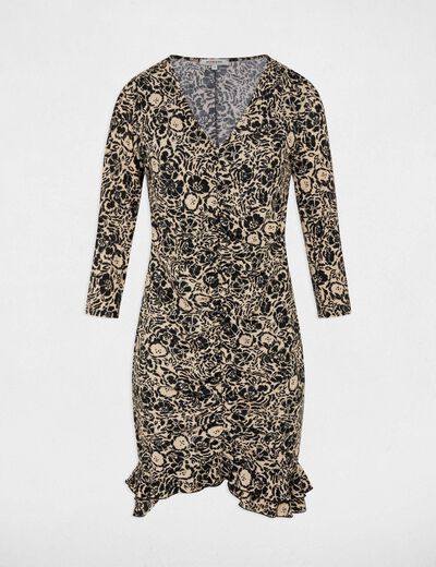 Knitted dress with V-neck multicolor women