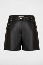 High-waist faux leather shorts black women