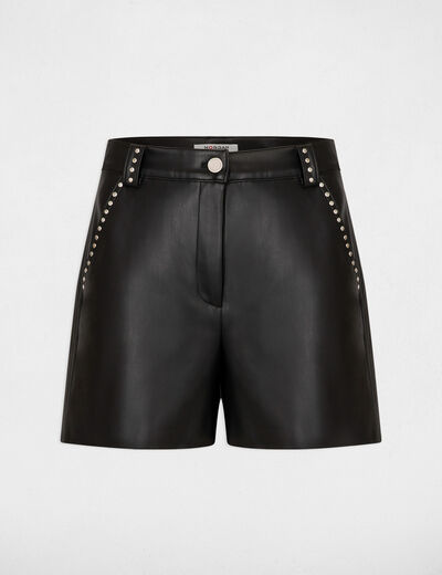High-waist faux leather shorts black women