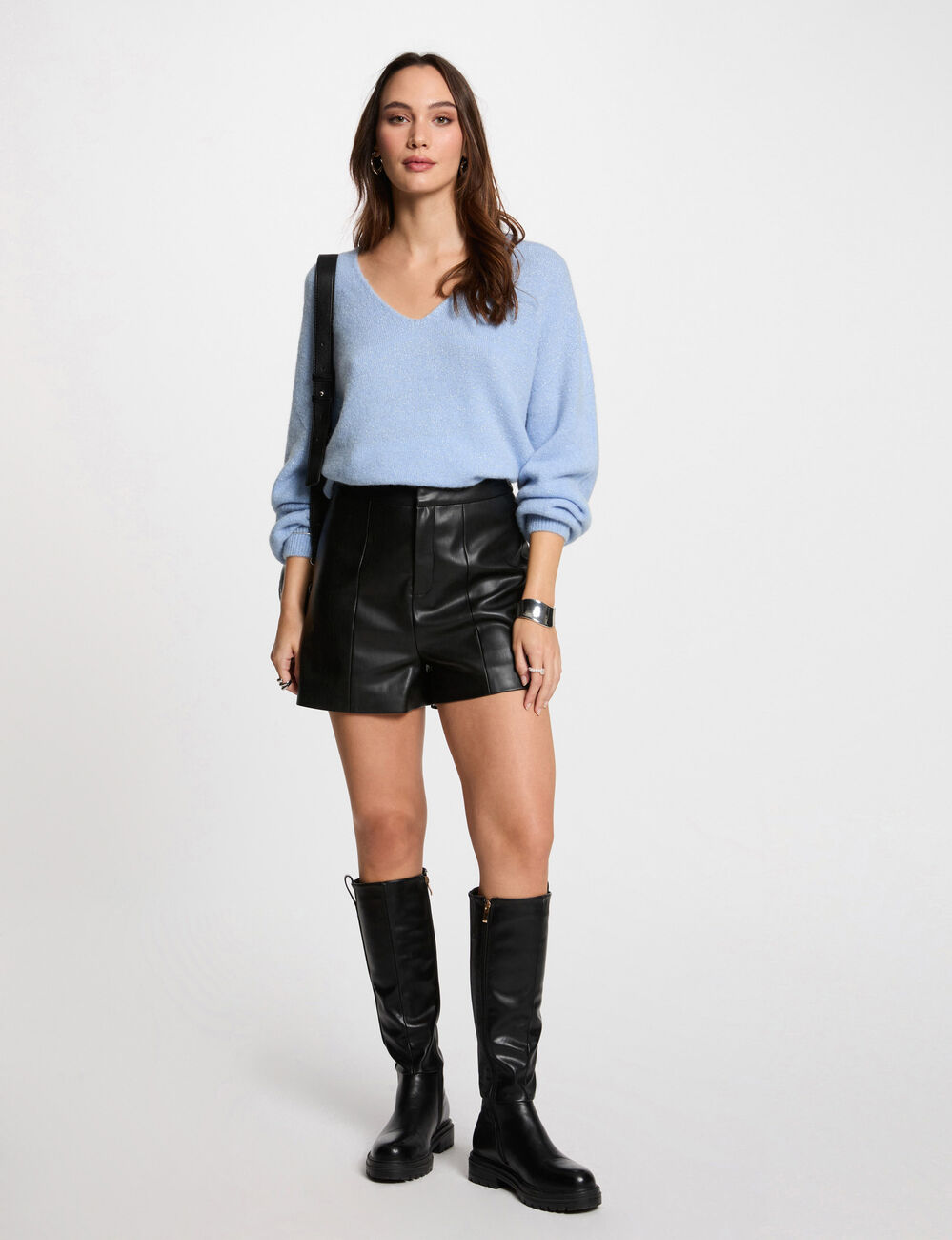 Jumper with V-neck blue women