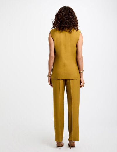 Peg trousers with darts khaki green women
