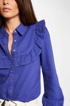 Long-sleeved shirt with ruffles purple women