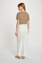 Pearl-embellished v-neck t-shirt taupe women