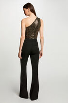 Asymmetrical top rhinestones gold women