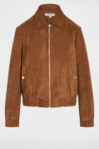 Suede jacket cognac brown women