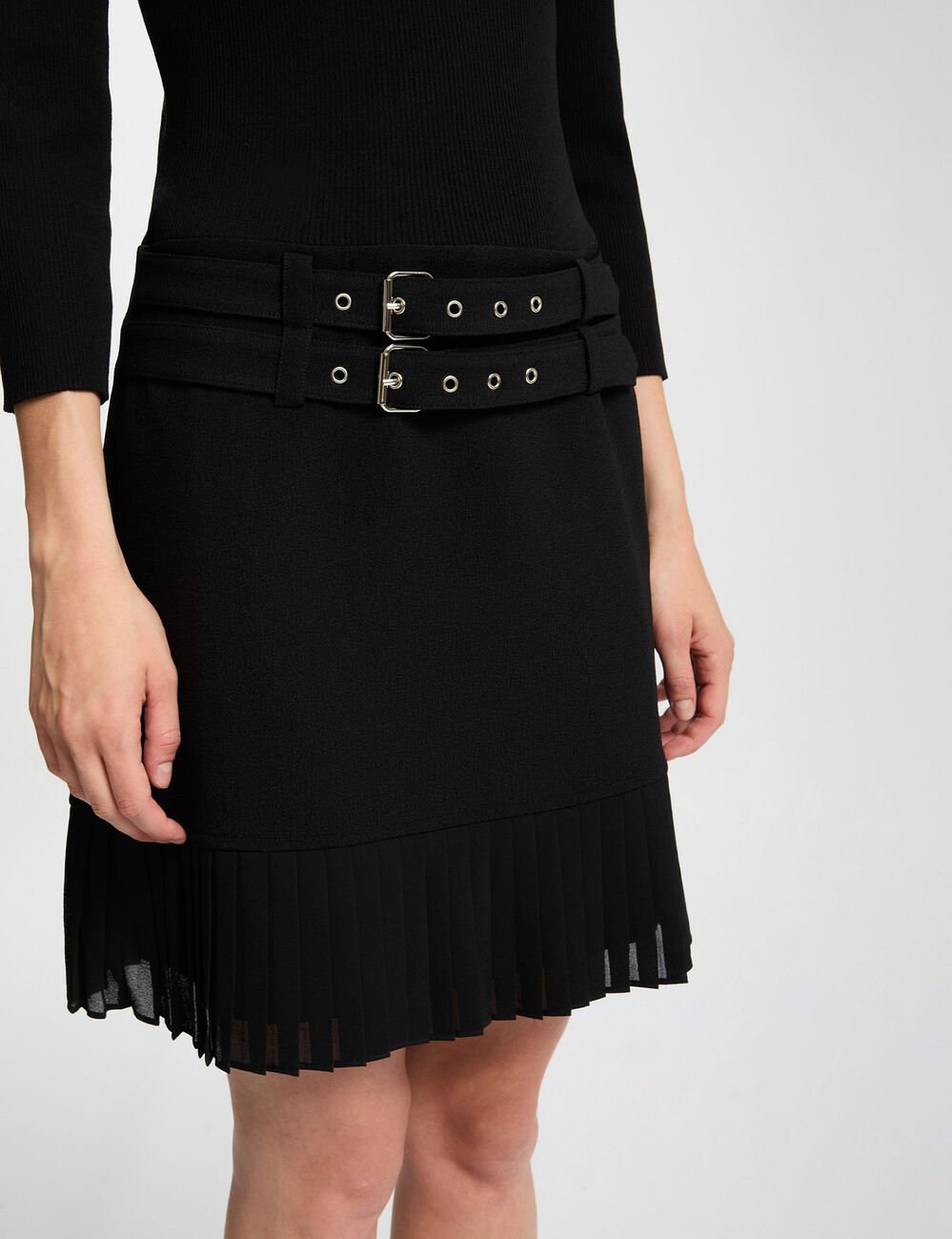 Pleated short dress black women
