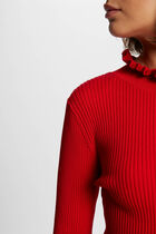 Fitted jumper dress with ornament red women
