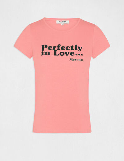 Short-sleeved t-shirt with message pink ladies'