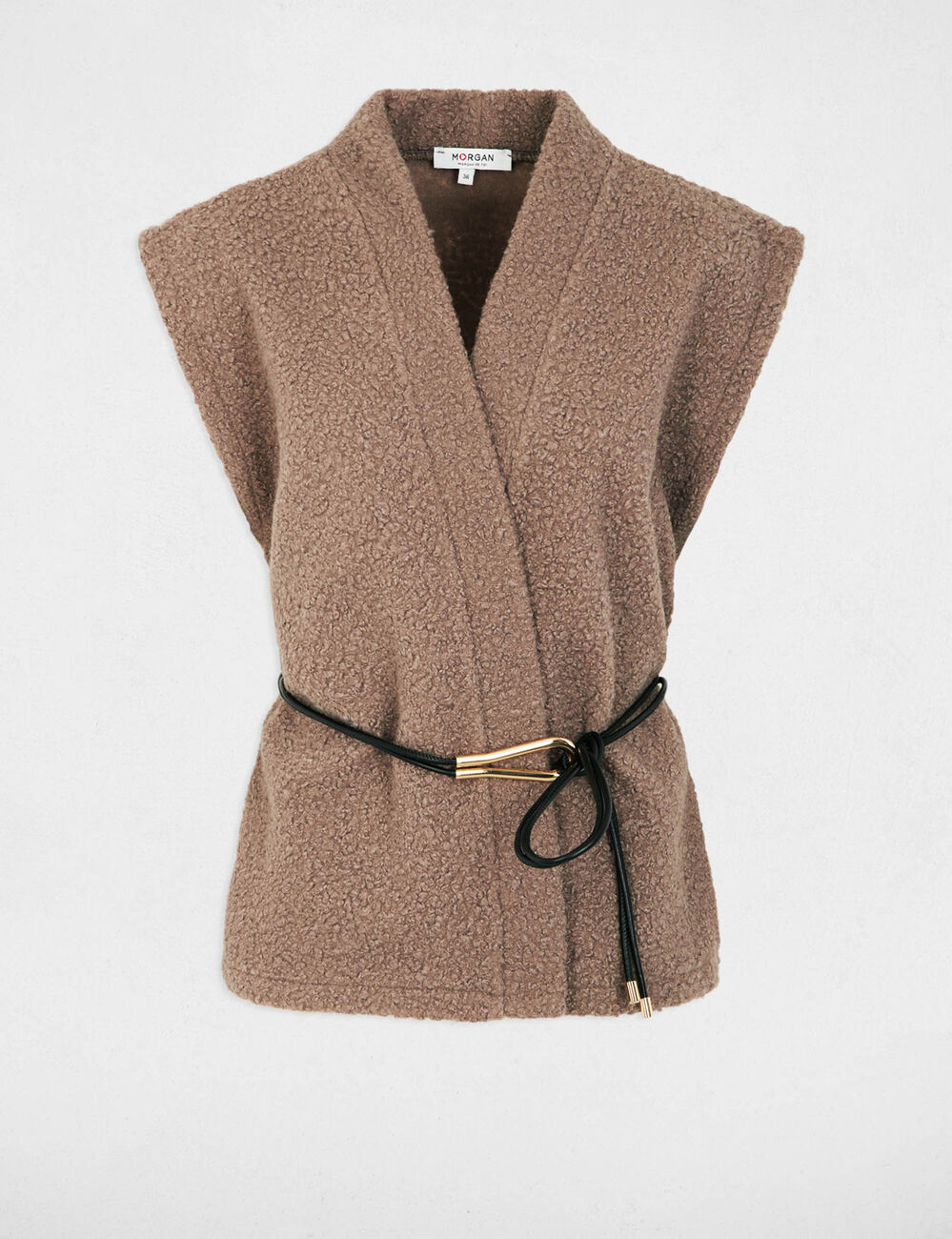 Sleeveless jacket taupe women