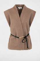Sleeveless jacket taupe women