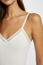 Vest top thin straps with lace strips ivory women