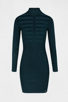 Knitted fitted dress with turtleneck mid-green women