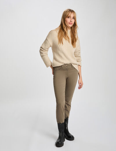 Straight trousers khaki green women