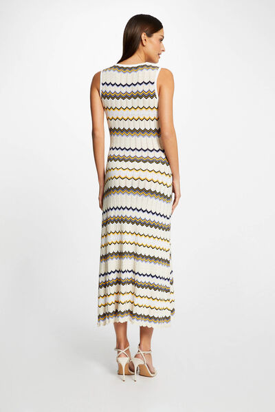 Maxi straight jumper dress chevron print ivory ladies'