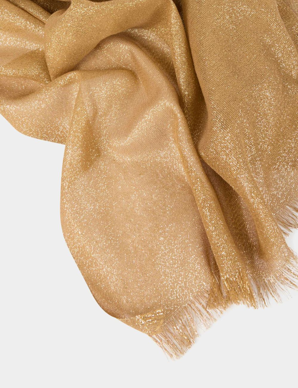 Scarf metallised threads mustard yellow women
