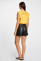 Blouse ruffle short sleeves ochre women