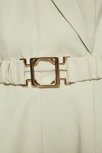 Straight belted jumpsuit light green ladies'