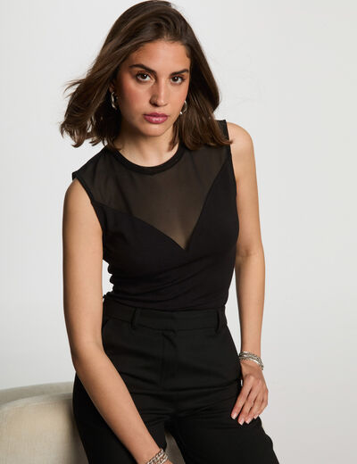 Sleeveless vest top black women