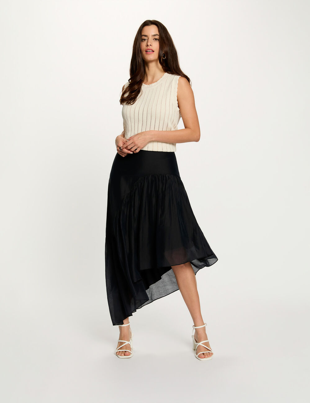 Asymmetric high-waisted skirt navy blue women
