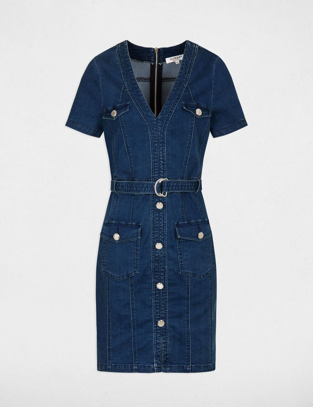 Mini fitted denim dress stone denim women