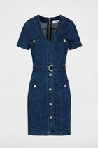 Mini fitted denim dress stone denim women