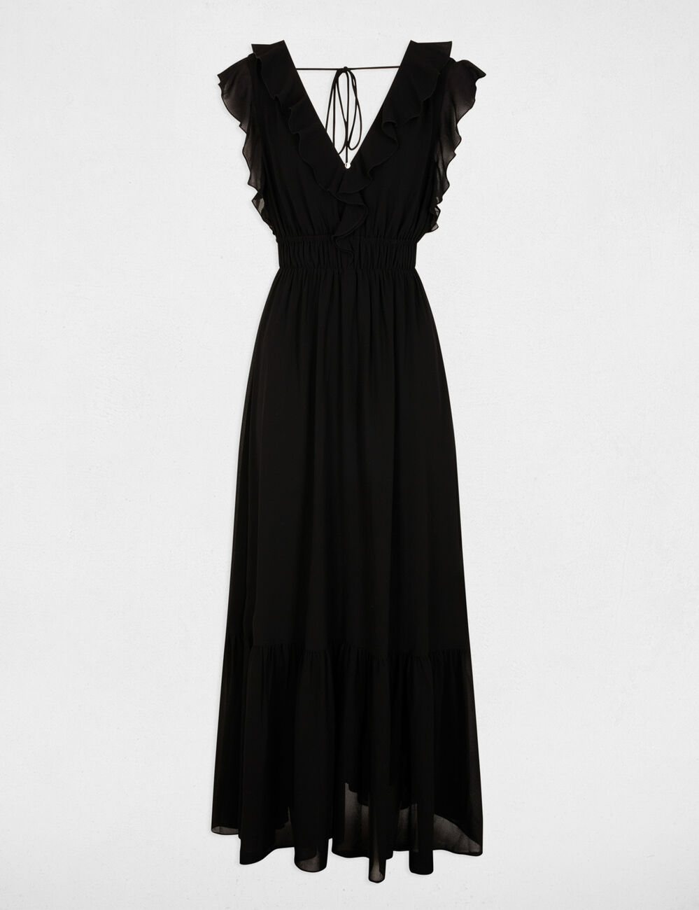 Long dress with V-neck black women