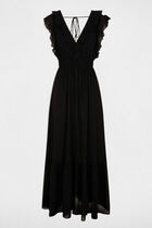 Long dress with V-neck black women